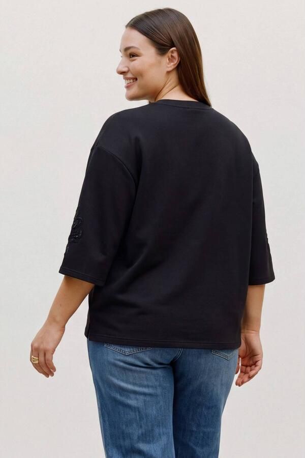 VERO MODA CURVE Plus Size sweater met pailletten zwart - Foto 2