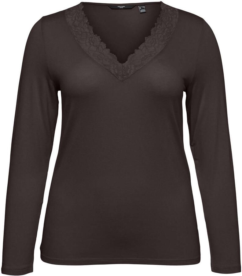 VERO MODA CURVE Plus Size top donkerbruin