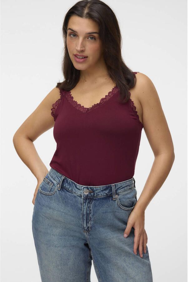 VERO MODA CURVE Plus Size top donkerrood