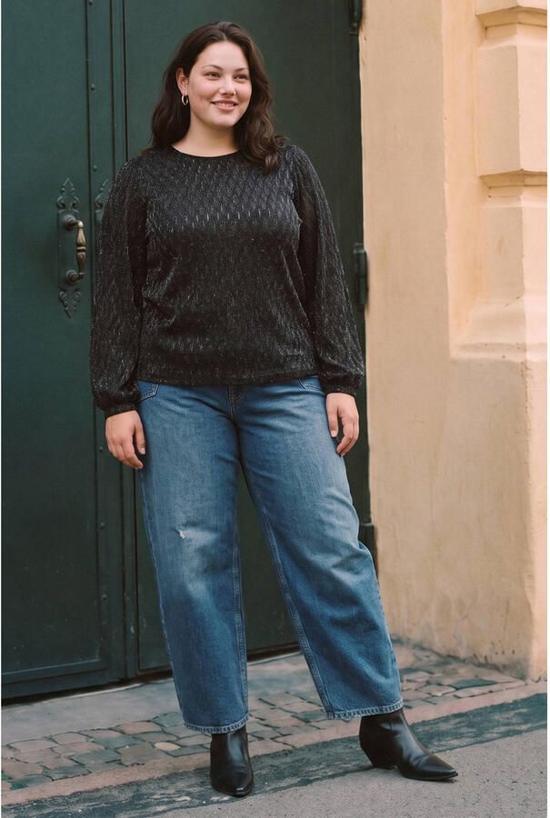 VERO MODA CURVE Plus Size top met glitters zwart - Foto 2