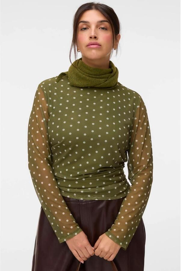 VERO MODA CURVE x Wehkamp Plus Size top met stippen groen