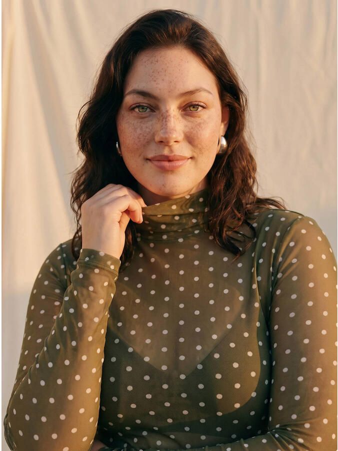 VERO MODA CURVE x Wehkamp Plus Size top met stippen groen - Foto 2