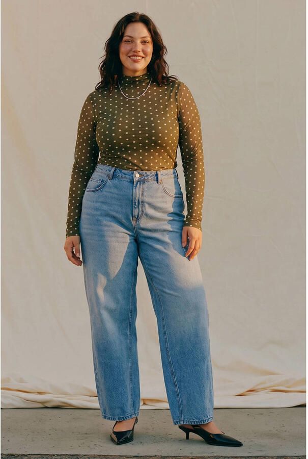 VERO MODA CURVE x Wehkamp Plus Size top met stippen groen - Foto 3