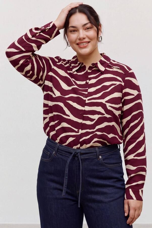 VERO MODA CURVE Plus Size top met zebraprint donkerrood beige