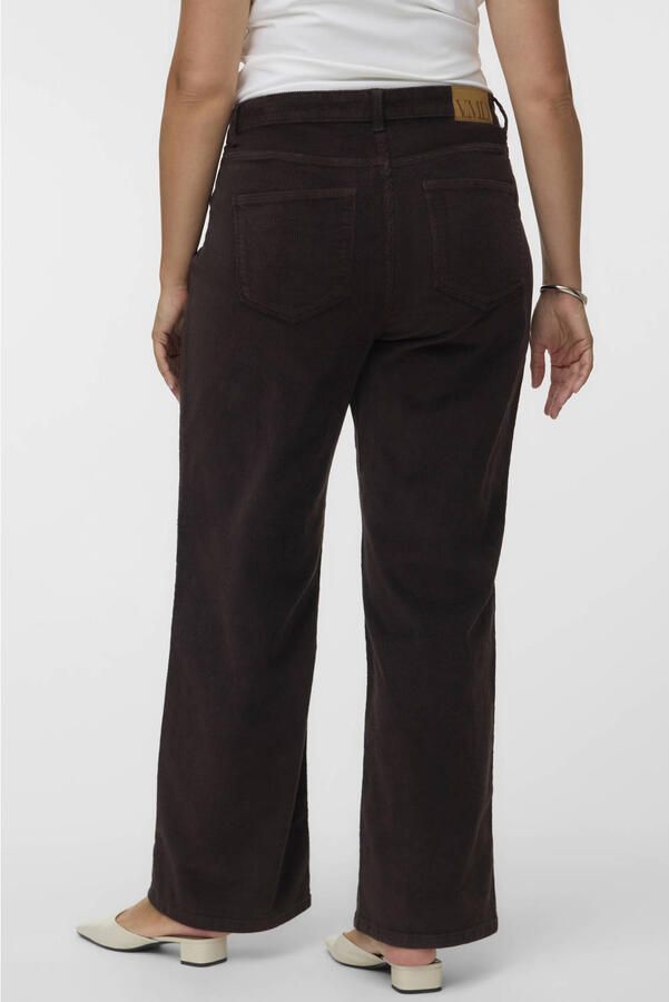 VERO MODA CURVE Plus Size wide leg corduroy casual broek donkerbruin - Foto 3
