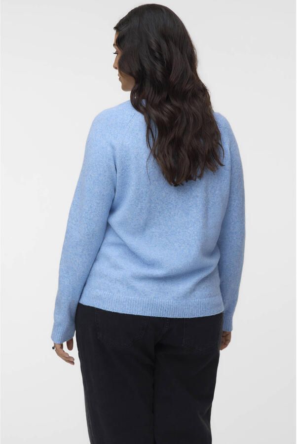 VERO MODA CURVE rechtvallende gebreide trui Plus Size blauw - Foto 2