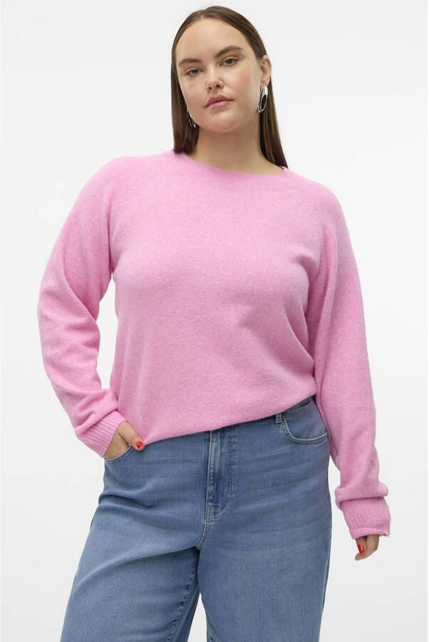 VERO MODA CURVE rechtvallende gebreide trui roze