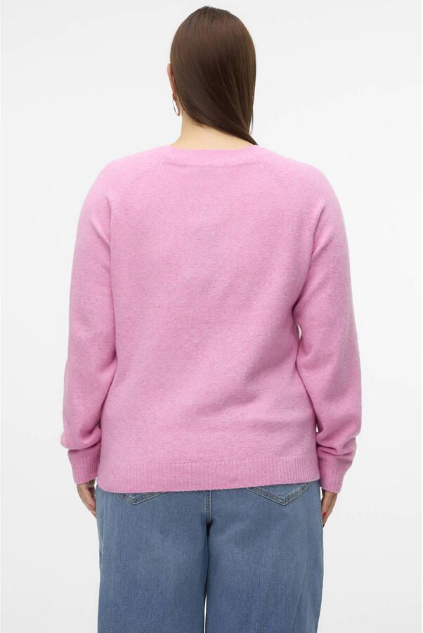 VERO MODA CURVE rechtvallende gebreide trui roze - Foto 3