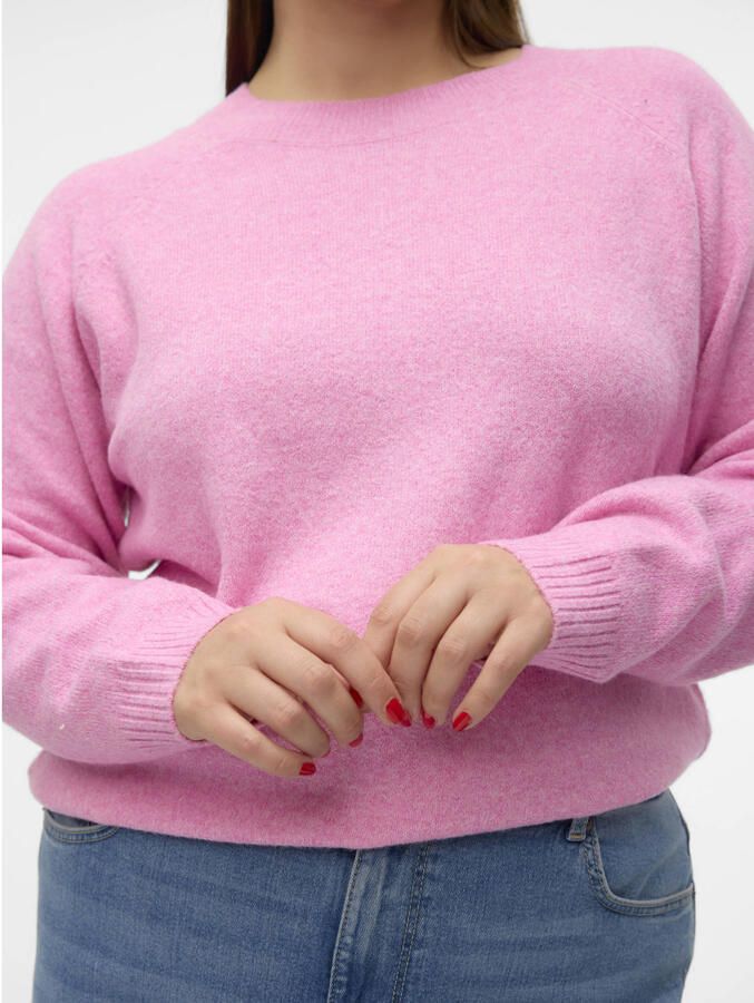 VERO MODA CURVE rechtvallende gebreide trui roze - Foto 2