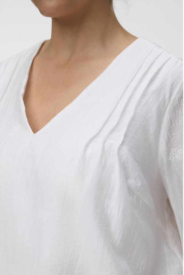 VERO MODA CURVE regular fit blousetop met ruches Plus Size ecru - Foto 2