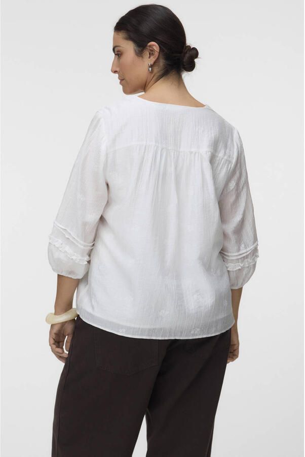 VERO MODA CURVE regular fit blousetop met ruches Plus Size ecru - Foto 3