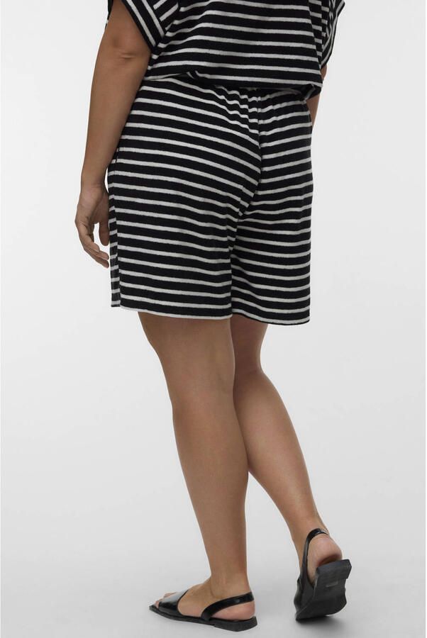 VERO MODA CURVE regular high waist gestreepte casual short zwart - Foto 3