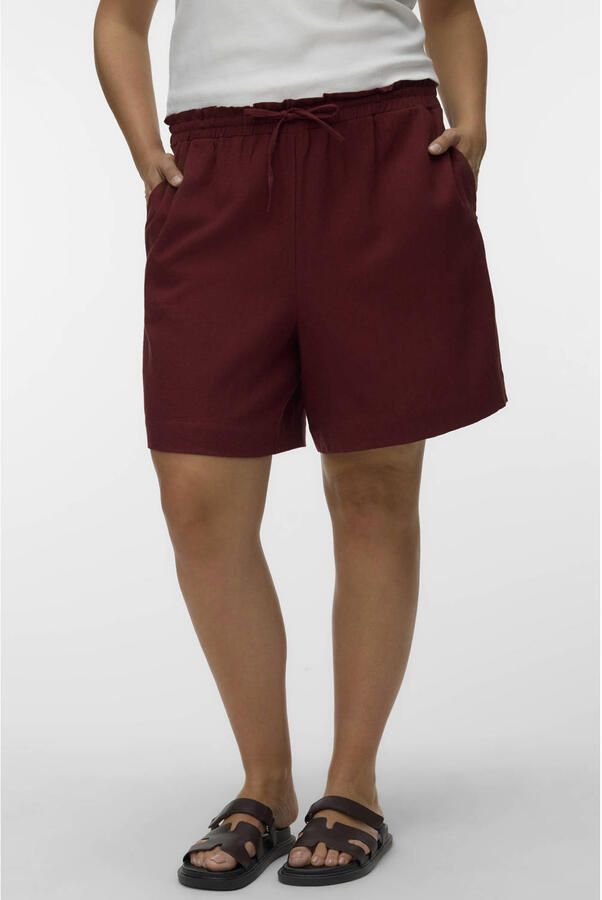 VERO MODA CURVE regular waist casual short donkerrood
