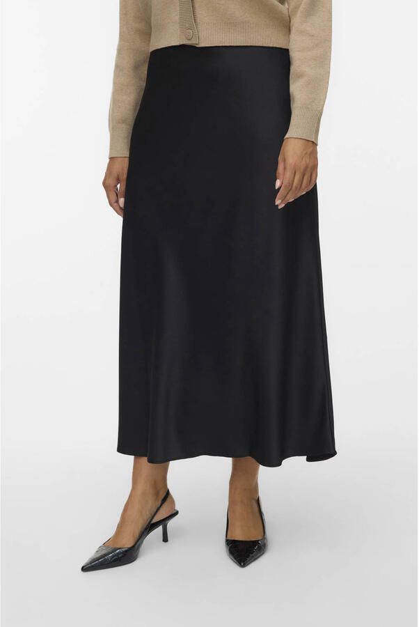 VERO MODA CURVE satijnen A-lijn rok zwart