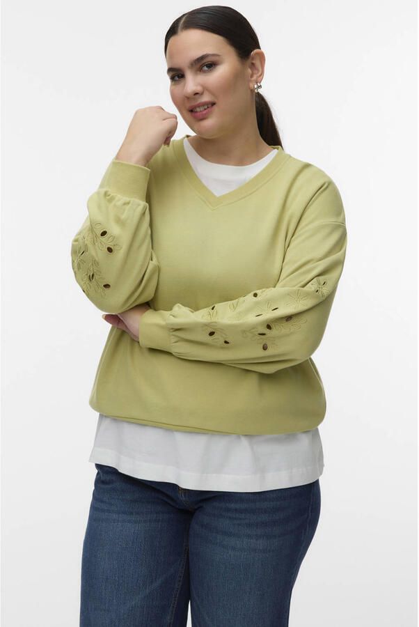 VERO MODA CURVE sweater limegroen - Foto 3