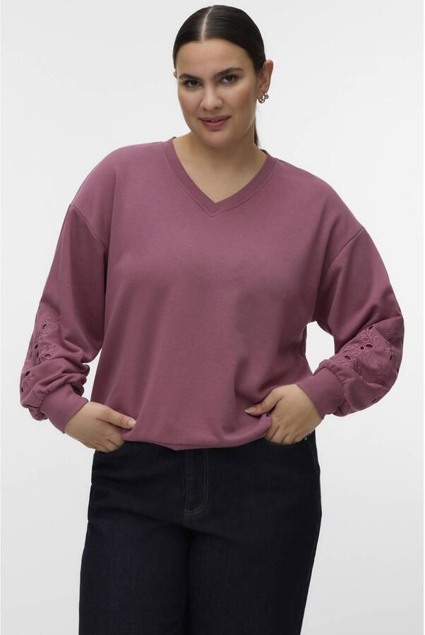 VERO MODA CURVE sweater roze broderie - Foto 3
