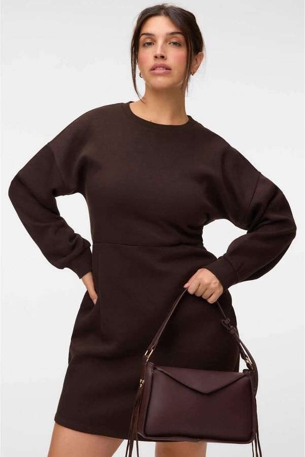 VERO MODA CURVE x Wehkamp sweatjurk Plus Size donkerbruin