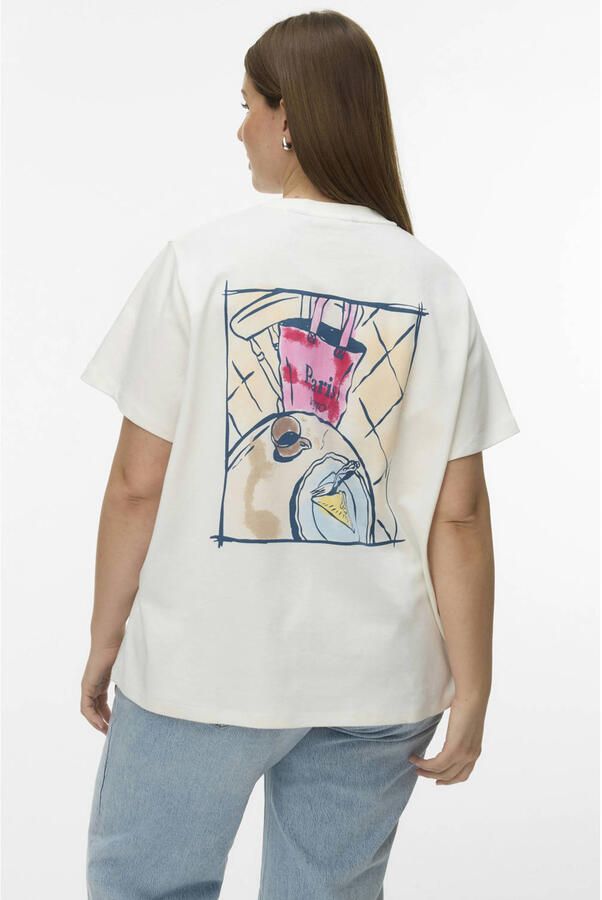 VERO MODA CURVE T-shirt met backprint wit - Foto 3