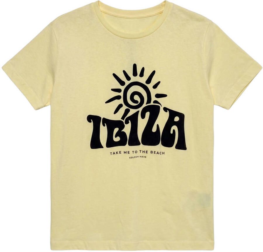 VERO MODA CURVE T-shirt met tekstprint Plus Size lichtgeel - Foto 2