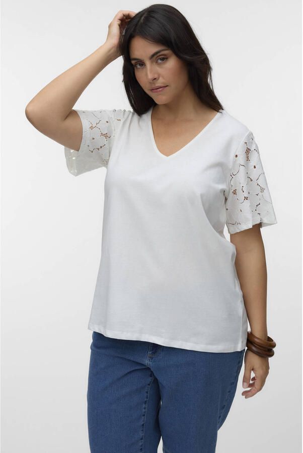 VERO MODA CURVE top broderie ecru