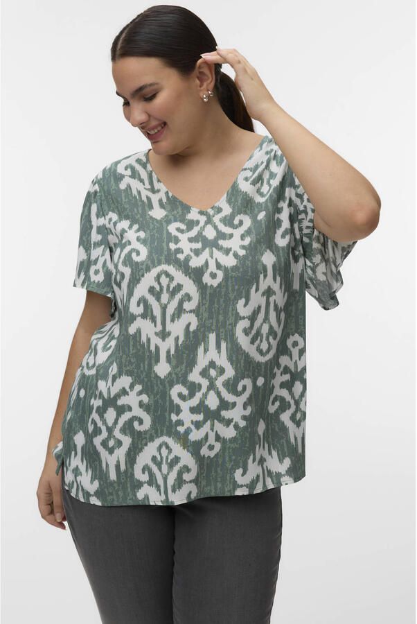 VERO MODA CURVE top groen wit