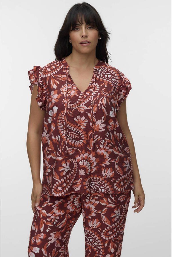 VERO MODA CURVE top met paisley print roodbruin