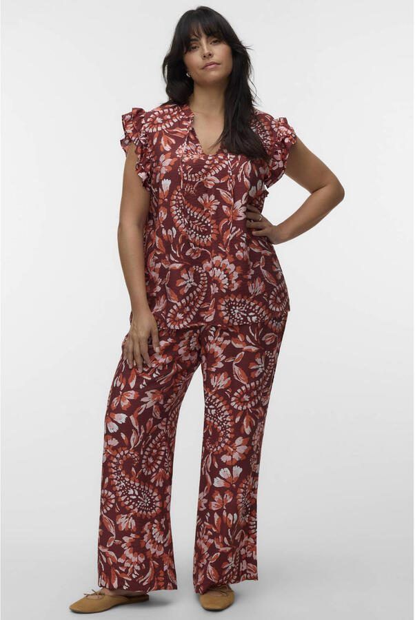 VERO MODA CURVE top met paisley print roodbruin - Foto 3