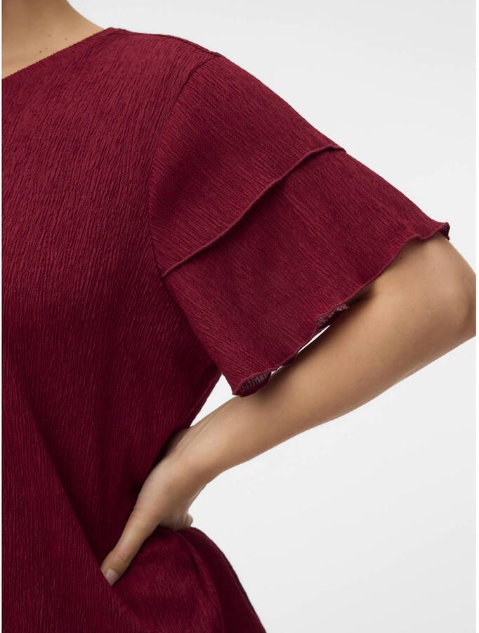 VERO MODA CURVE top met ruches Plus Size donkerrood - Foto 2