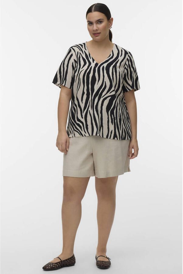 VERO MODA CURVE top met zebraprint beige - Foto 2