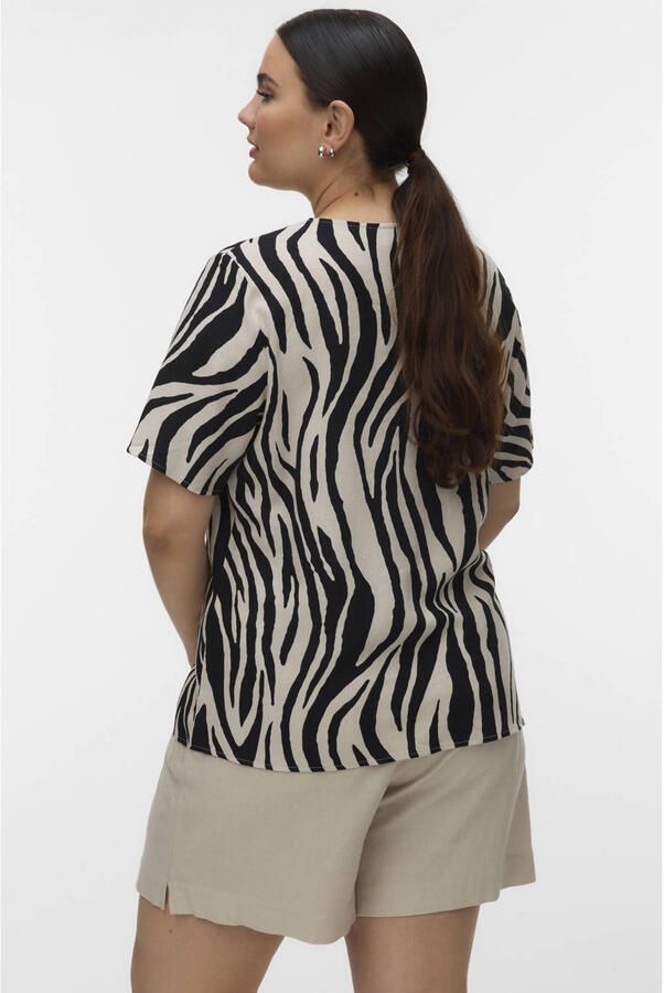 VERO MODA CURVE top met zebraprint beige - Foto 3