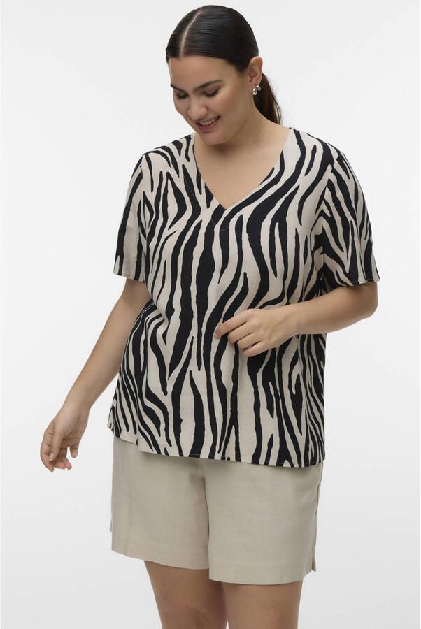 VERO MODA CURVE top met zebraprint beige