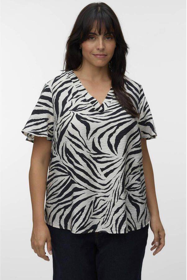 VERO MODA CURVE top met zebraprint zwart