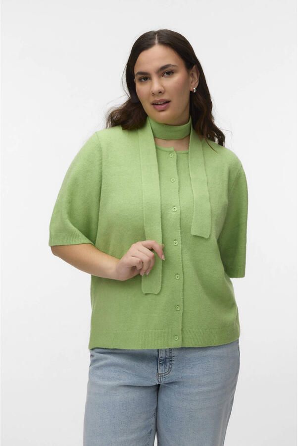 VERO MODA CURVE vest groen gebreid