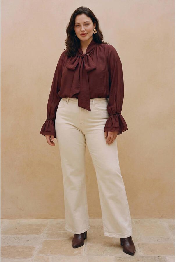 VERO MODA CURVE viscose blouse Plus Size donkerrood - Foto 3