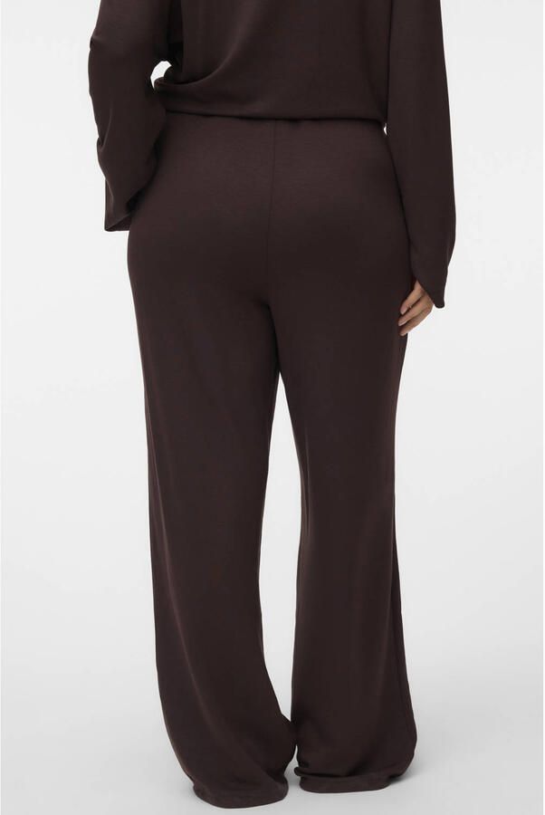 VERO MODA CURVE x Wehkamp viscose wide leg casual broek Plus Size donkerbruin - Foto 3