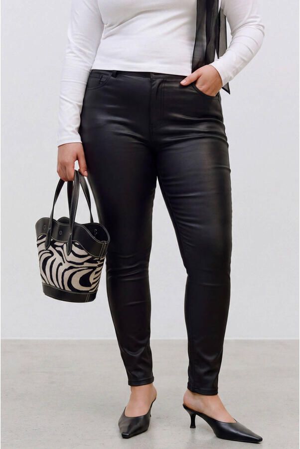 VERO MODA CURVE Vmcflash Mr Skinny Coated Pants Cur skinny jeans zwart