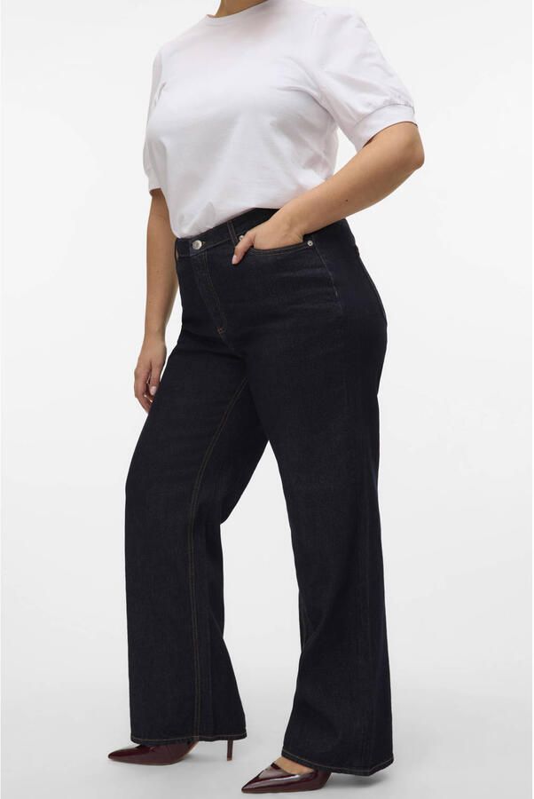 VERO MODA CURVE VMCTESSA Plus Size high waist wide leg jeans donkerblauw