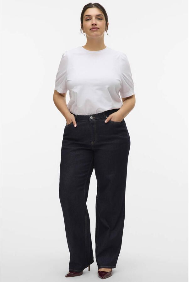 VERO MODA CURVE VMCTESSA Plus Size high waist wide leg jeans donkerblauw - Foto 3