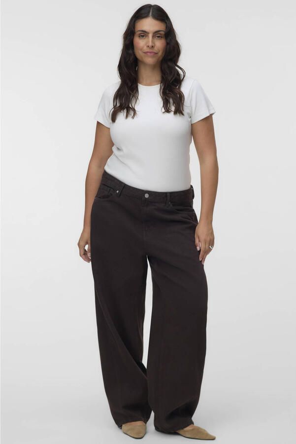 VERO MODA CURVE Vmczoe Mr Barrel Colored Jeans Cur barrel jeans Plus Size donkerbruin