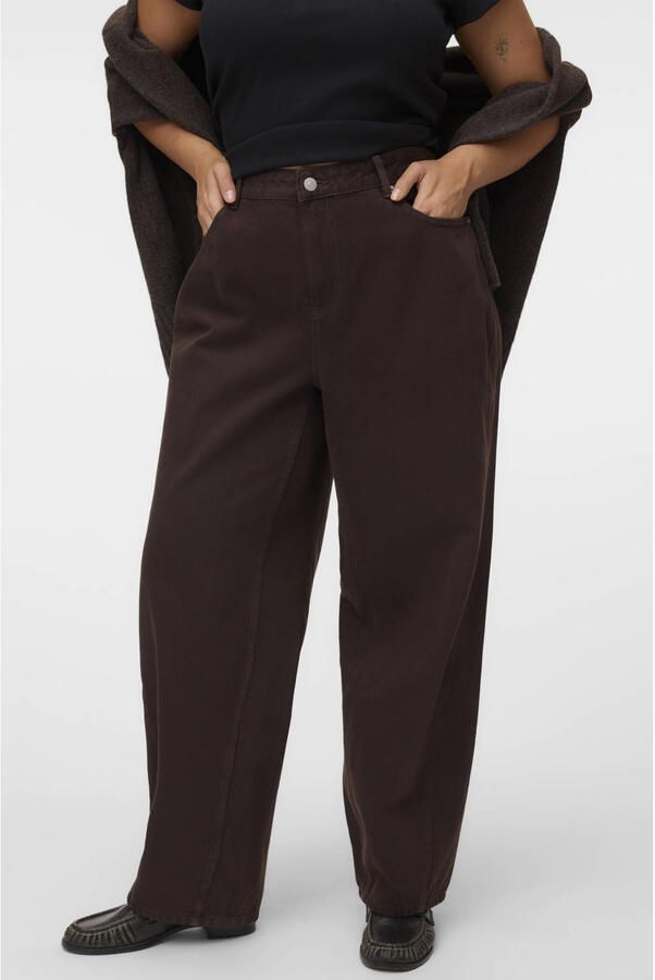 VERO MODA CURVE Vmczoe Mr Barrel Colored Jeans Cur barrel jeans Plus Size donkerbruin - Foto 3