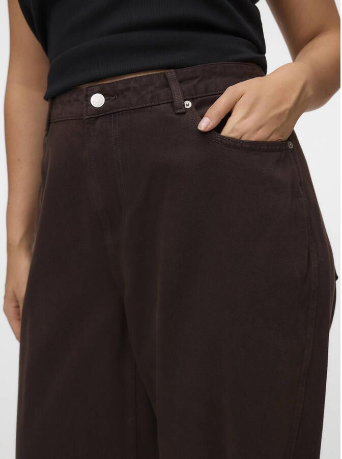 VERO MODA CURVE Vmczoe Mr Barrel Colored Jeans Cur barrel jeans Plus Size donkerbruin - Foto 2