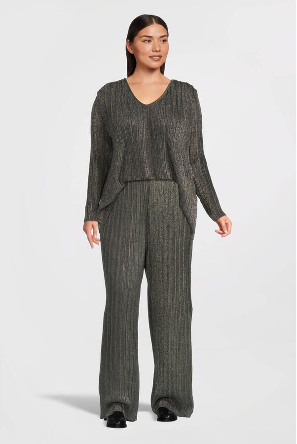 VERO MODA CURVE wide leg high waist broek zilver met glitter - Foto 2