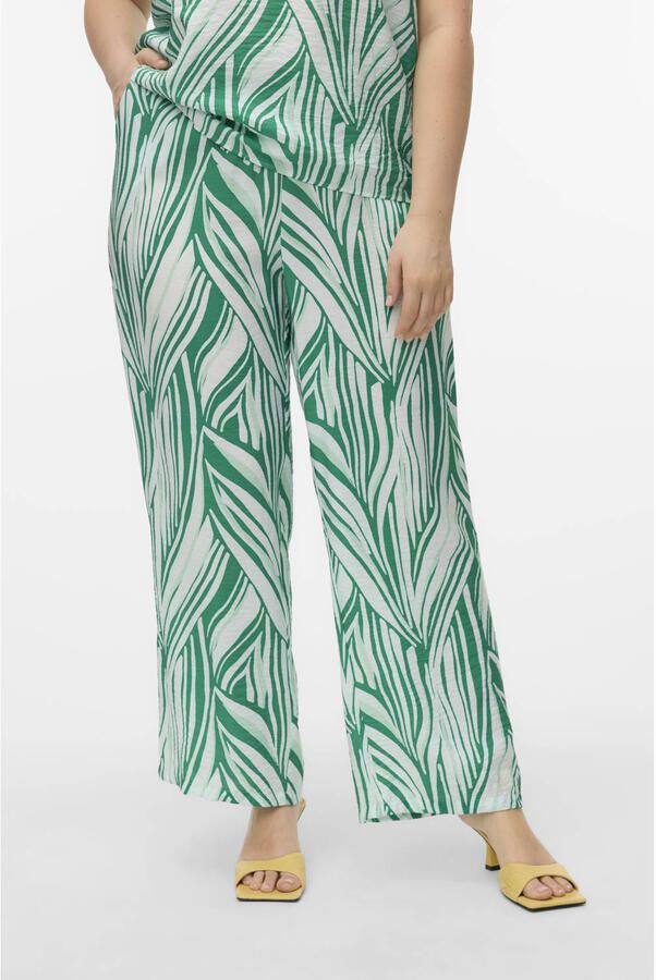 VERO MODA CURVE wide leg high waist casual broek groen