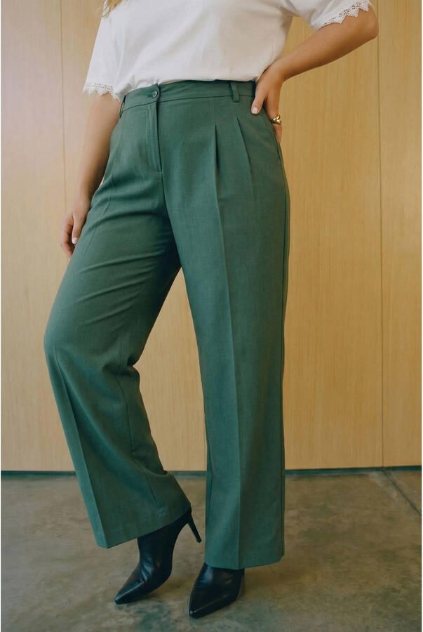 VERO MODA CURVE wide leg high waist casual broek groen