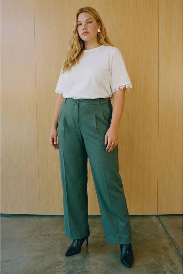 VERO MODA CURVE wide leg high waist casual broek groen - Foto 2