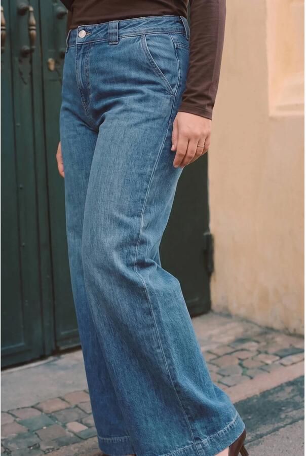 VERO MODA CURVE wide leg jeans Plus Size middelblauw - Foto 3