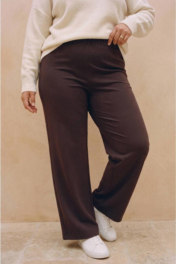 VERO MODA CURVE wide leg pantalon Plus Size donkerbruin