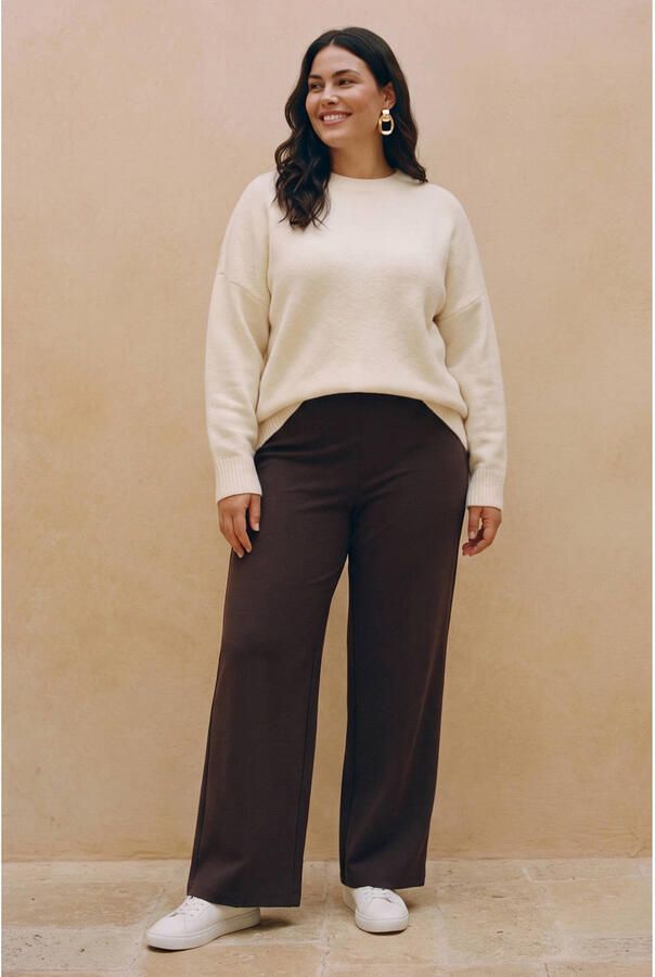 VERO MODA CURVE wide leg pantalon Plus Size donkerbruin - Foto 2