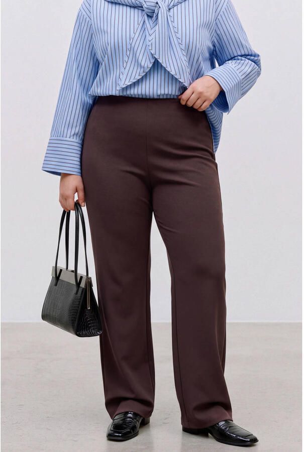VERO MODA CURVE wide leg pantalon Plus Size donkerbruin - Foto 2