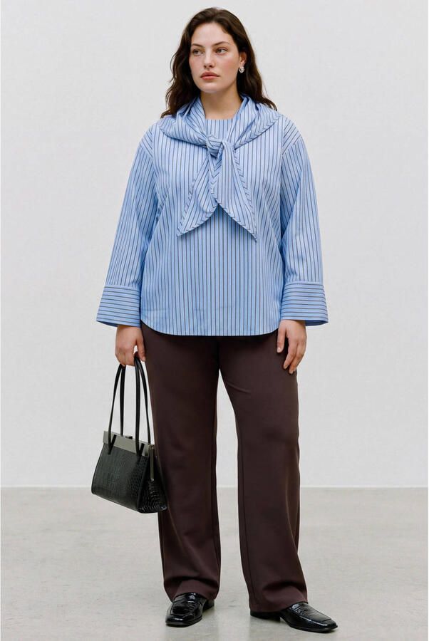VERO MODA CURVE wide leg pantalon Plus Size donkerbruin - Foto 4